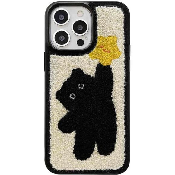 Iphone 15 Pro Max Phone Case, Furry Kitty Plush Texture 6.7"